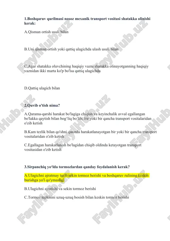 prava uchun imtihon savol javobi. — DOCX