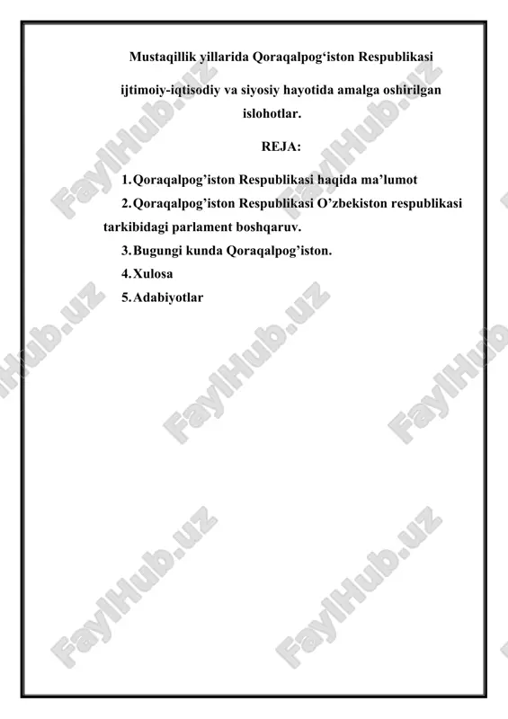 mustaqillik yillarida qoraqalpog‘iston respublikasi — DOCX