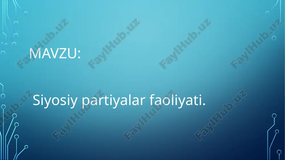 o'zbekiston respublikasidagi siyosiy partiyalar — PPTX