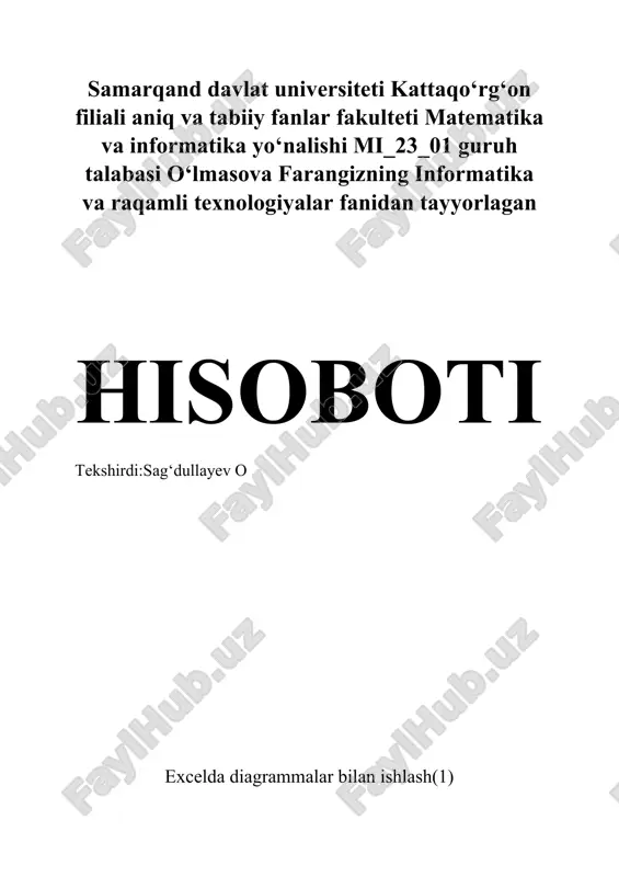 excelda diagrammalar bilan ishlash mavzusida amaliy hisobot — DOCX