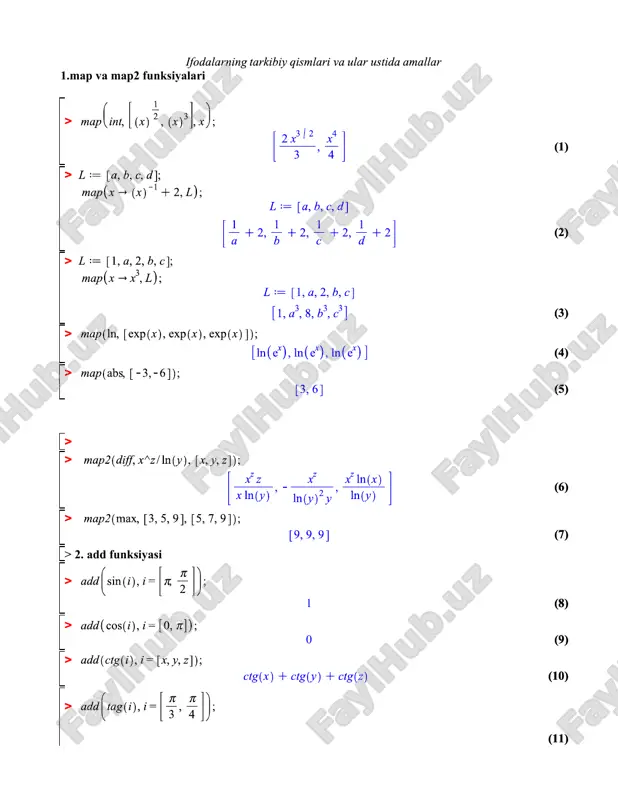 maple paketida funksiyalardan foydalanish — PDF