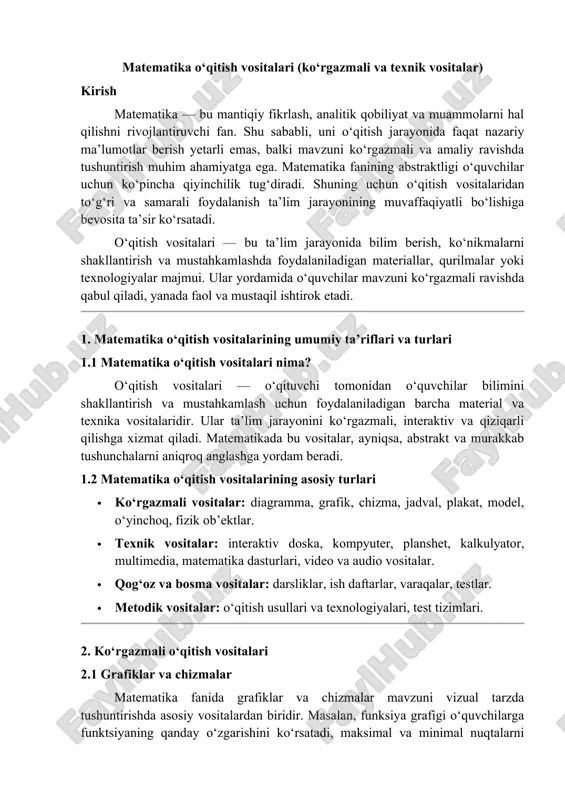 matematika o‘qitish vositalari — DOCX