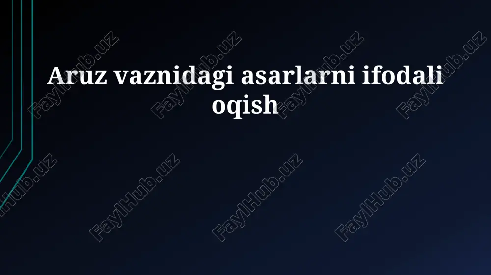 aruz vaznidagi asarlarni ifodali o‘qish — PPTX
