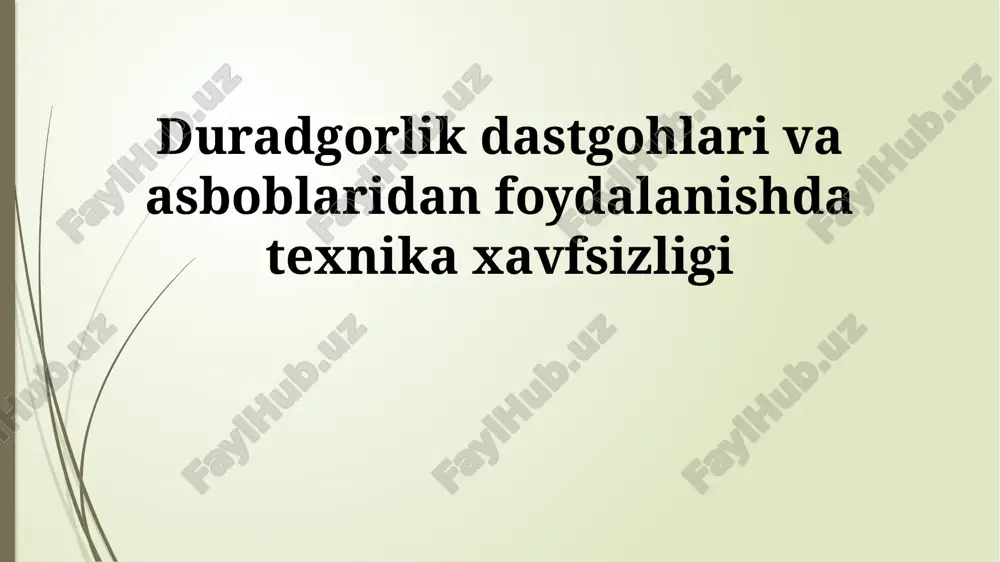 duradgorlik dastgohlari va asboblaridan foydalanish texnikasi — PPTX