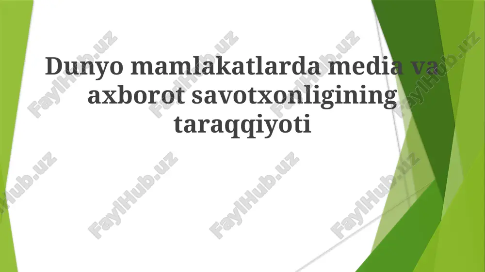 media va axborot savodxonligi rivojlanishi — PPTX