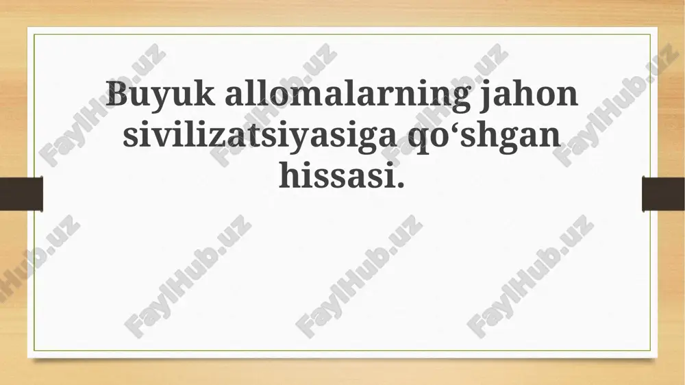 al-xorazmiyning "al-jabr val muqobala" kitobi — PPTX