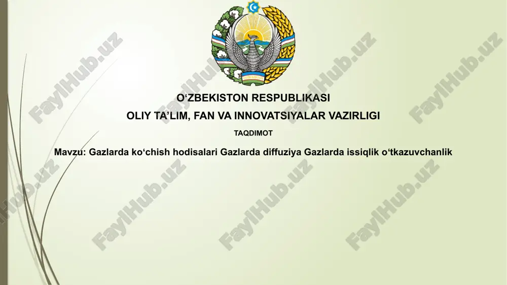 gazlardagi transport hodisalari — PPTX