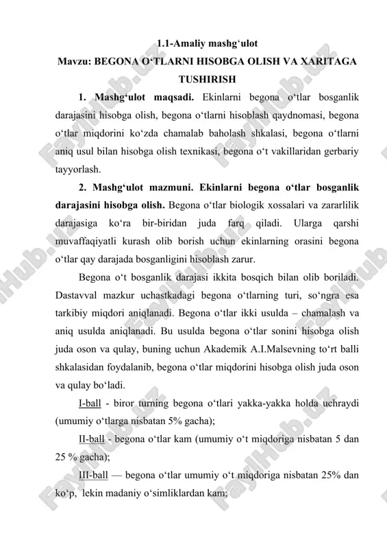 begona o‘tlarni hisobga olish va xaritaga tushirish — DOCX