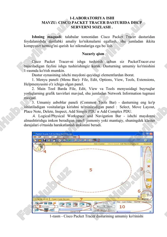 cisco packet tracer dasturida dhcp serverni sozlash — DOCX