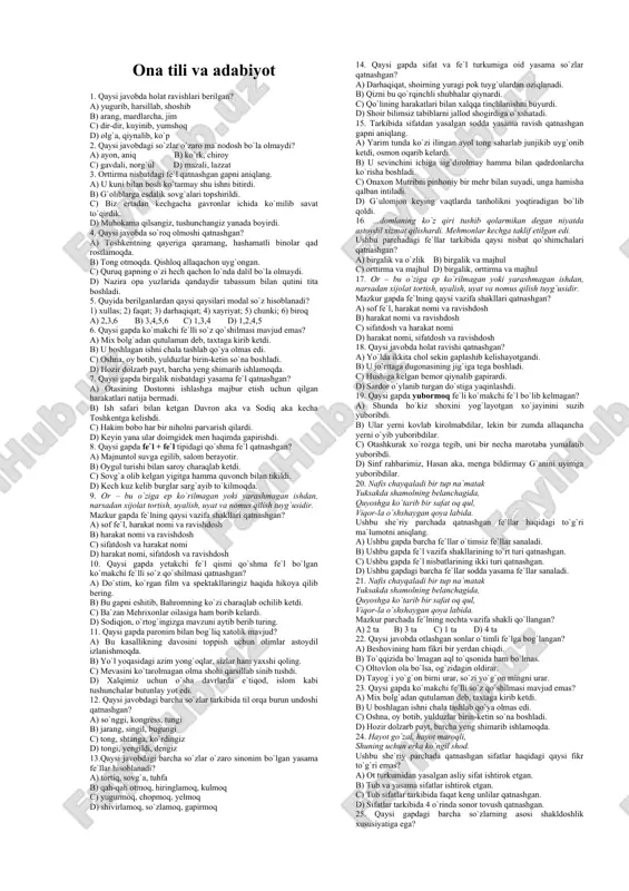 ona tili va adabiyot — DOCX
