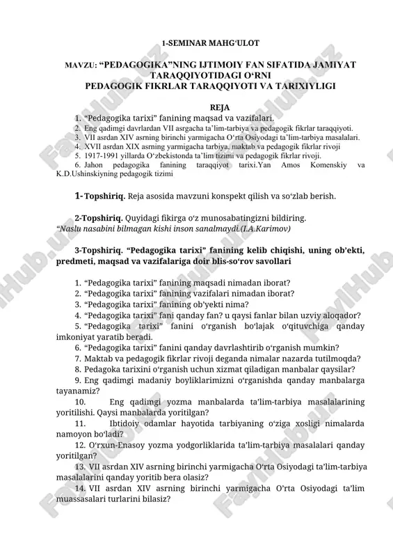 pedagogika tarixi — DOCX
