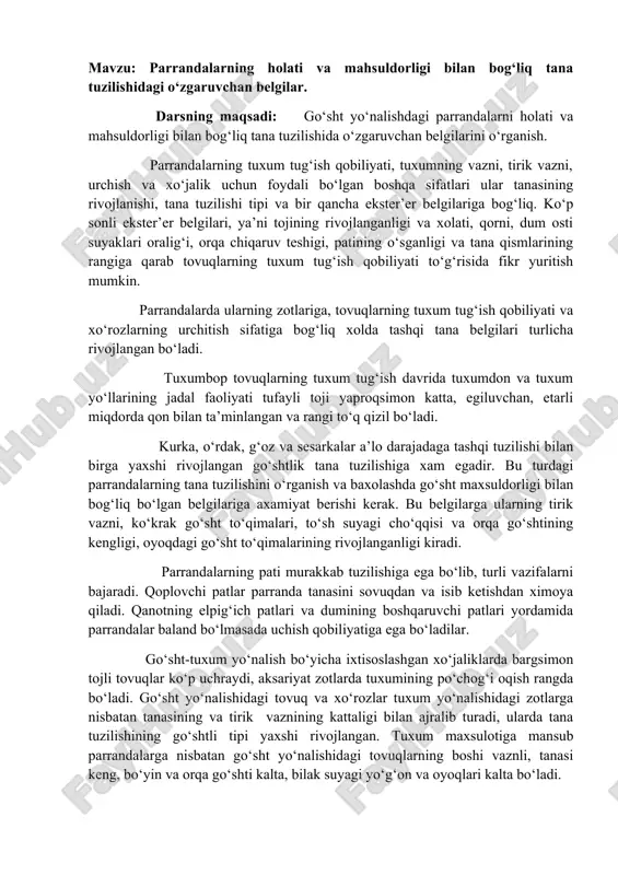 parrandalar tana tuzilishi — DOCX