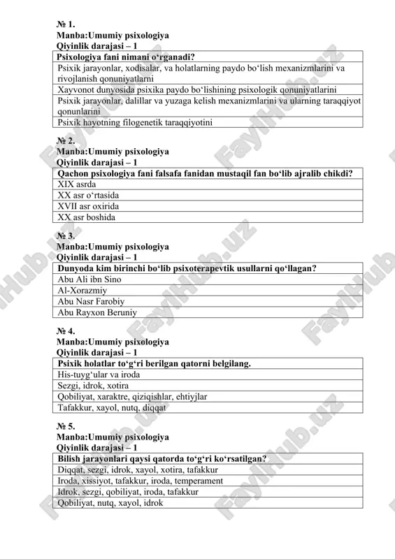 umumiy psixologiya — DOCX