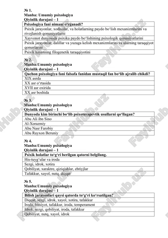 umumiy psixologiya — DOCX
