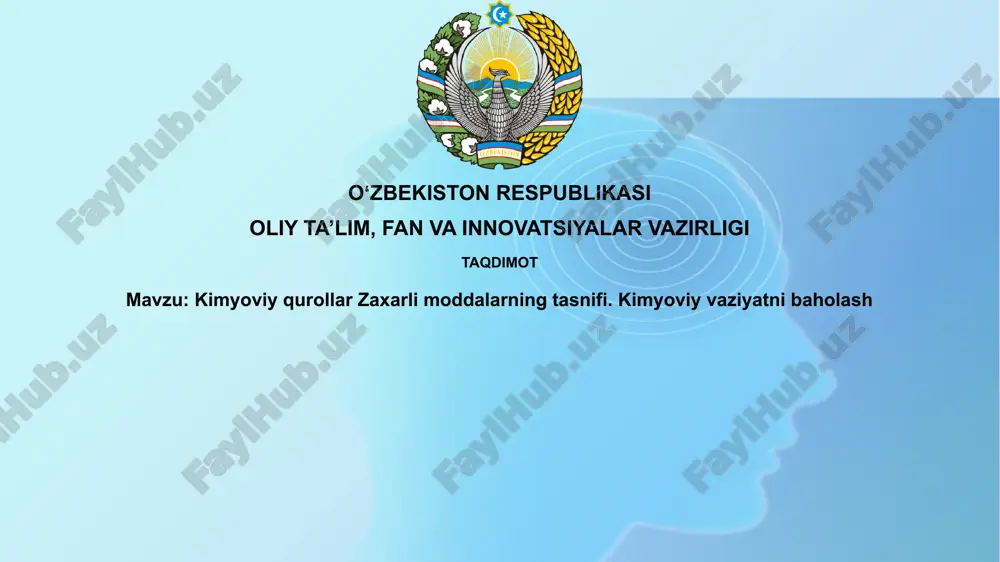 kimyoviy qurollar zaxarli moddalarning tasnifi.kimyoviyvaziyatnibaholash — PPTX