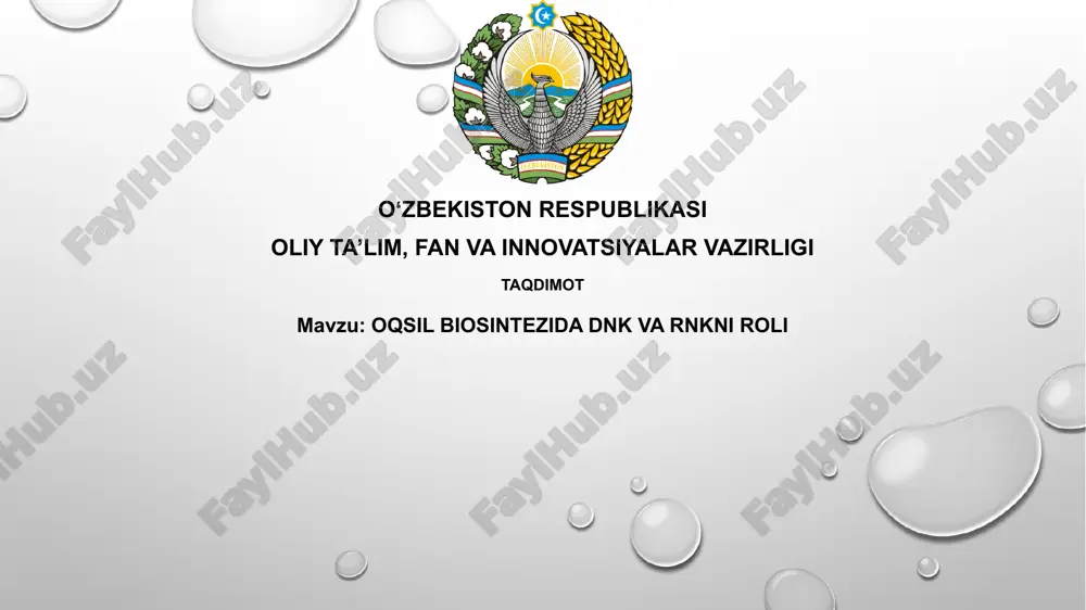 oqsil biosintezida dnk va rnkni roli — PPTX