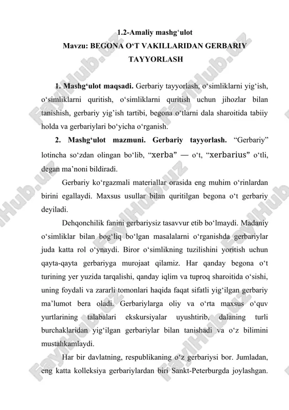 gerbariy tayyorlash — DOCX