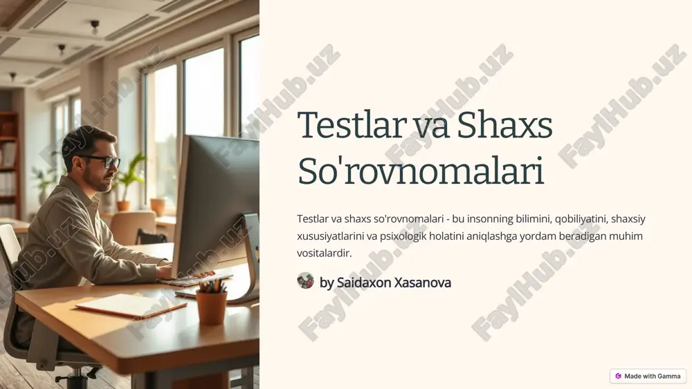 testlar va shaxs so'rovnomalari — PPTX