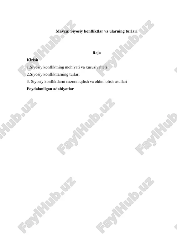 siyosiy konfliktlar va ularning turlari — DOCX