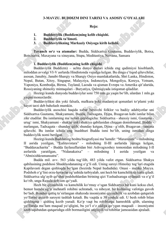 buddizm (buddaviylik) — DOCX