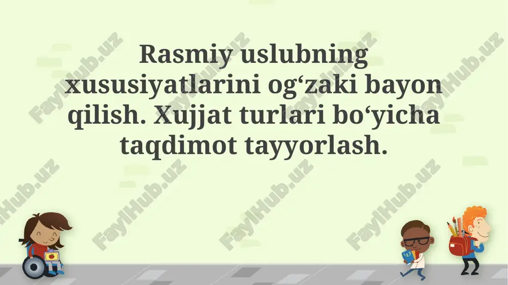 rasmiy uslubning xususiyatlari — PPTX