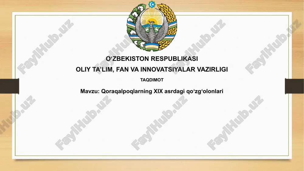 qoraqalpoqlarning xix asrdagi qoʻzgʻolonlari — PPTX