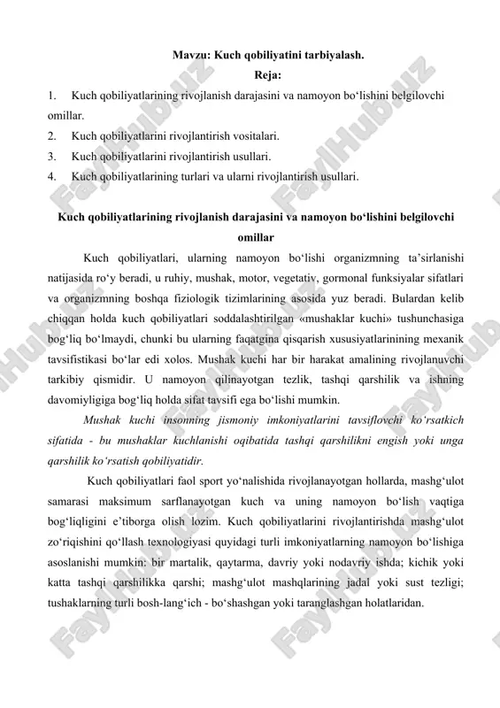 kuch qobiliyatini tarbiyalash — DOCX