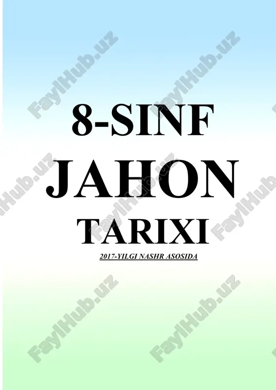 8- sinf jahon tarixidan mavzulashtirilgan test — PDF