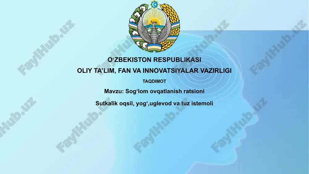sogʻlom ovqatlanish rejasi — PPTX