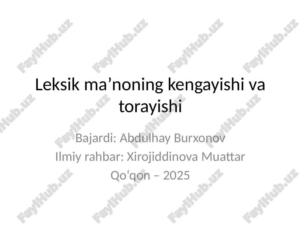 leksik maʼno kengayishi — PPTX