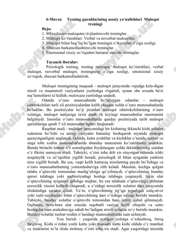 muloqot treningi — DOCX