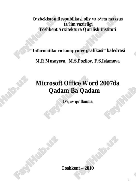 microsoft office word 2007da qadam ba qadam — PDF