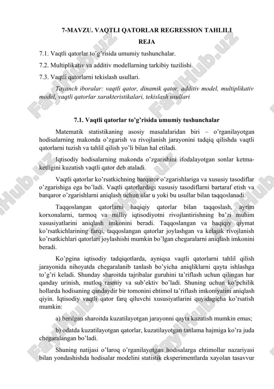 vaqtli qatorlar regression tahlili — DOCX