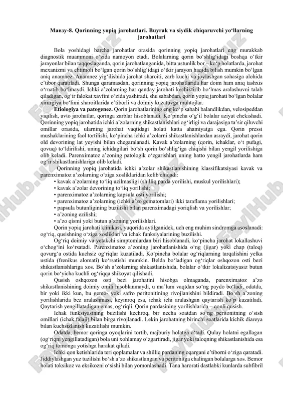 qorinning yopiq jarohatlari — DOCX