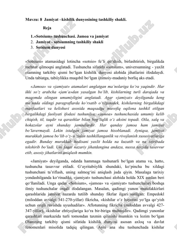 sotsium va jamiyat — DOCX