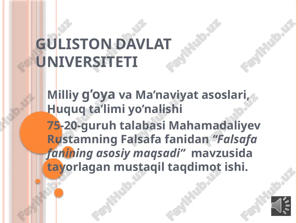 falsafa fanining asosiy maqsadi — PPTX