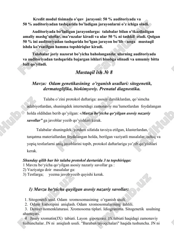 odam genetikasining o’rganish usullari — DOCX