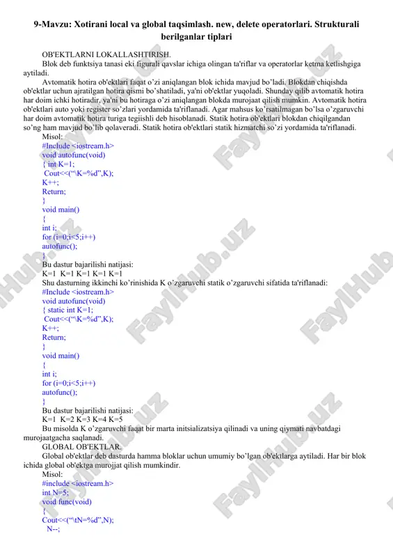 xotirani local va global taqsimlash — DOCX