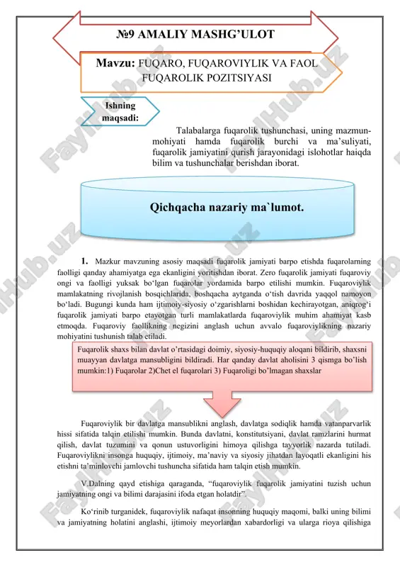 fuqaro, fuqaroviylik va faol fuqarolik pozitsiyasi — DOCX