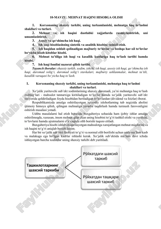 mehnat haqini hisobga olish — DOCX