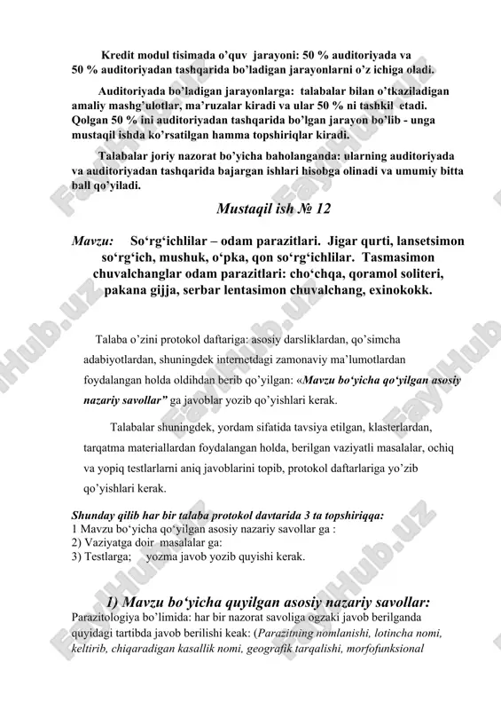 so‘rg‘ichlilar – odam parazitlari — DOCX