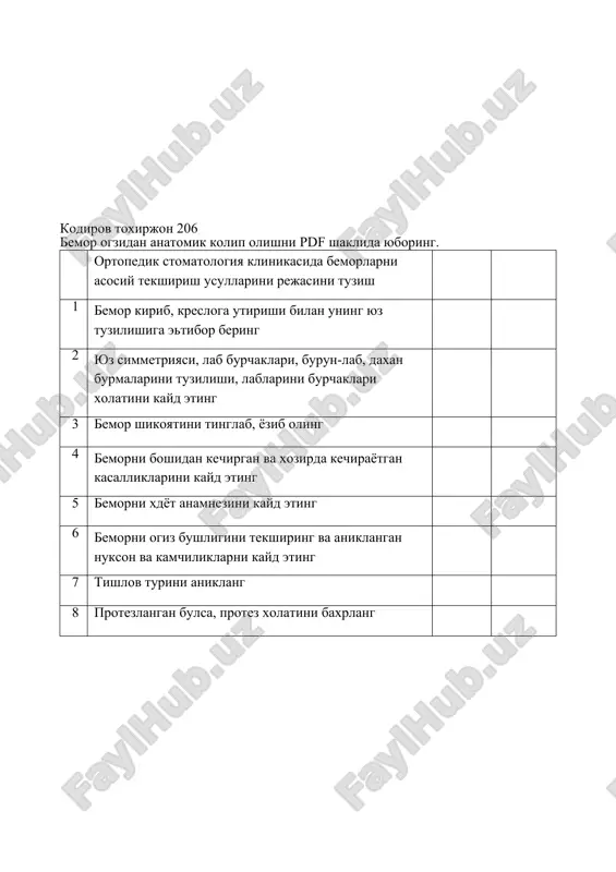 ortopedik stomatologiya klinikasi — DOCX