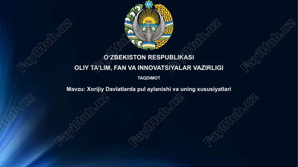 xorijiy mamlakatlarda valyuta muomalasi — PPTX