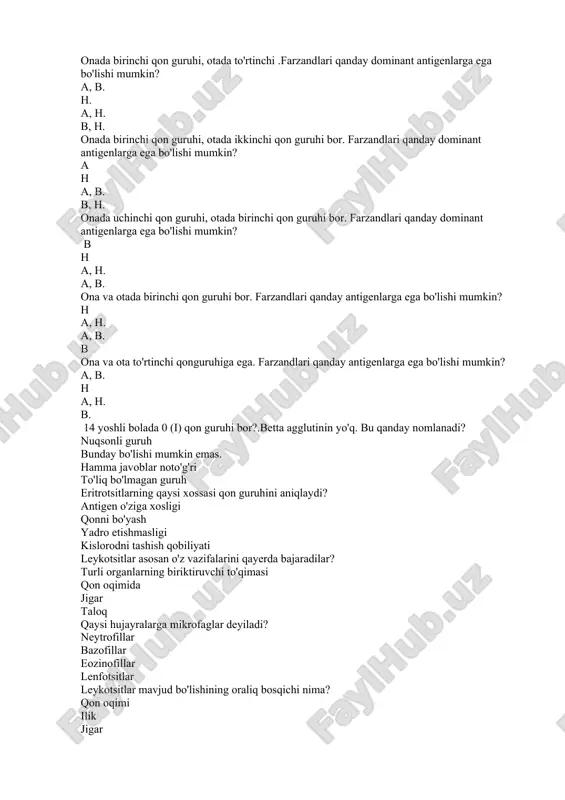 qon guruhi va antigenlar — DOCX