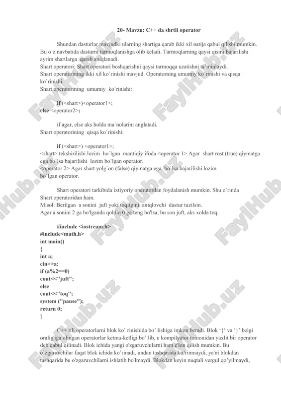 c++ da shrtli operator — DOCX