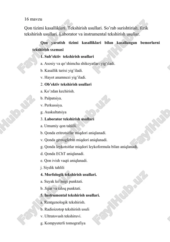 qon tizimi kasalliklari — DOCX