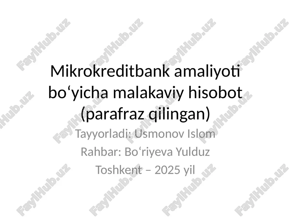 malakaviy amaliyotning maqsadi va vazifalari — PPTX