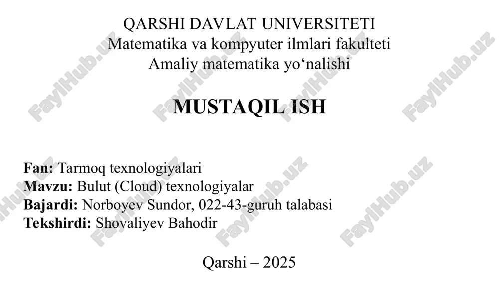 bulut(cloud) texnologiyalar — PPT