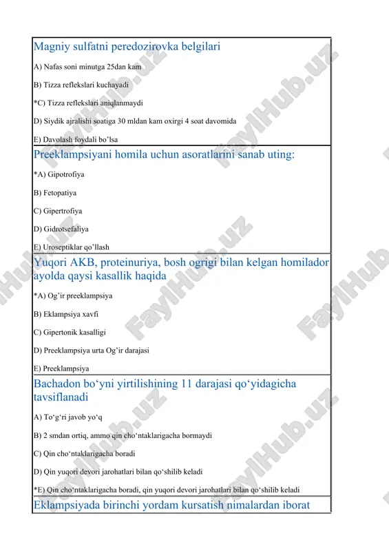 magniy sulfatni peredozirovka belgilari — DOCX