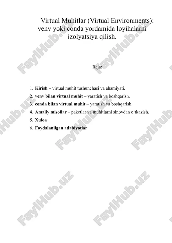 virtual muhitlar (virtual environments) — DOCX